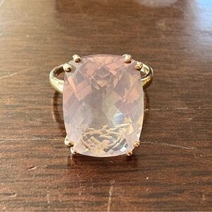 10K Rose Quartz Yellow Gold Ring